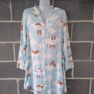 Nick & Nora Womens Sock Monkey Clouds Pajamas Gown